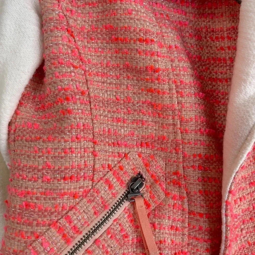 Anthropologie Elevenses Blushed Tweed Boucle Moto Jacket - Picture 9 of 14